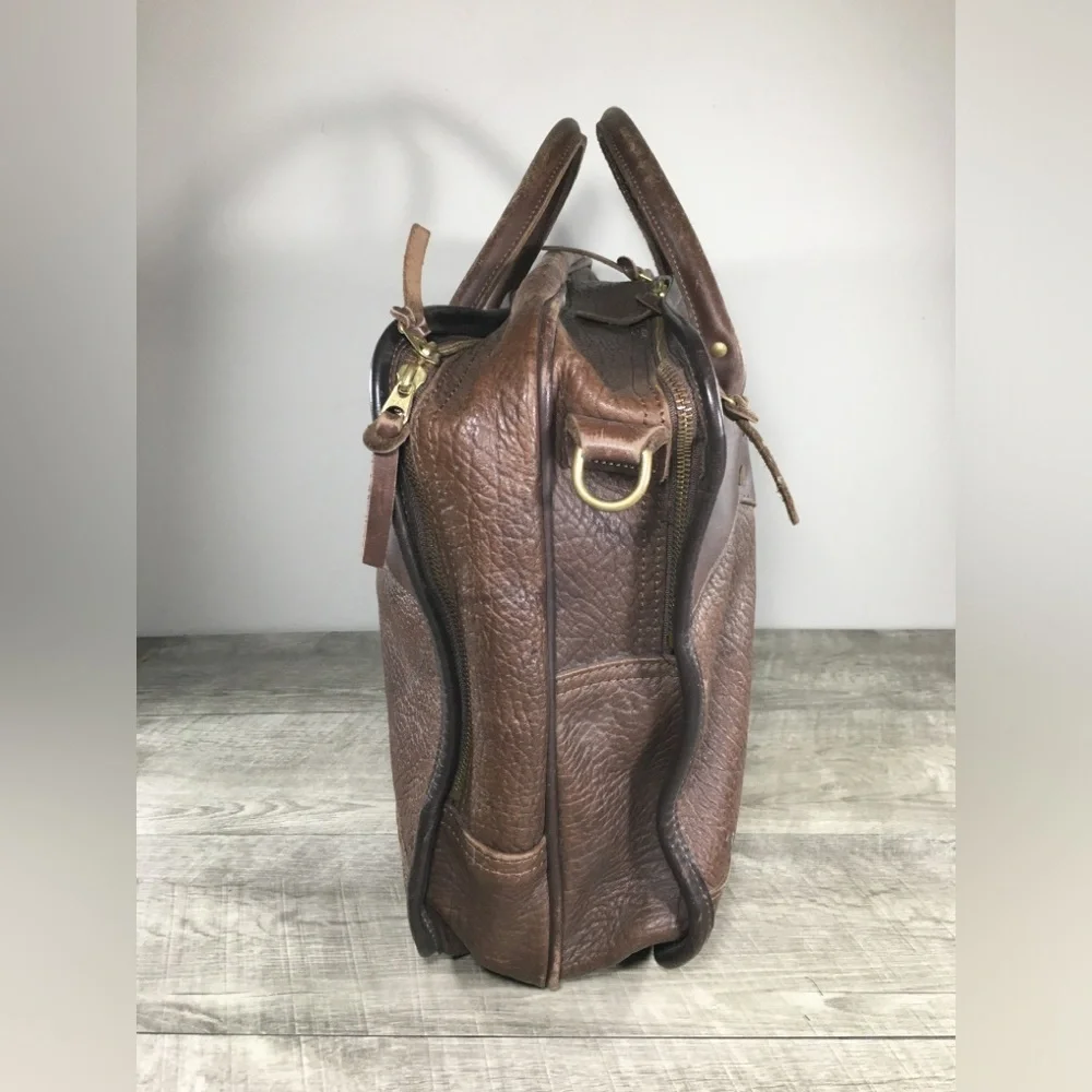 J W Hulme Original Heavy Leather Briefcase Messenger Overnight American Made